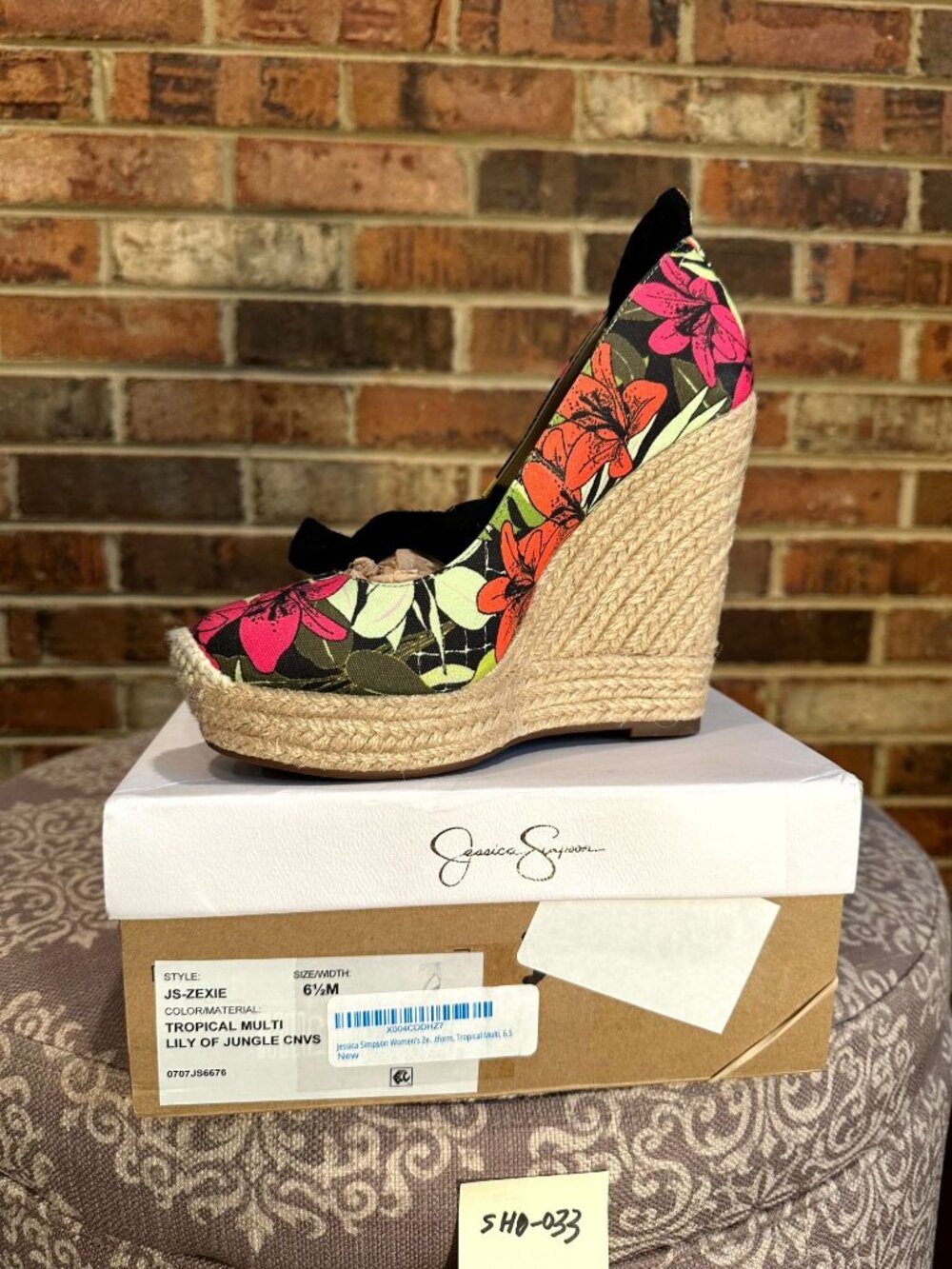 Jessica Simpson Women's Zexie Canvas Wrap Wedge Heels in Multi Size 6.5 Medium - Picture 3 of 3